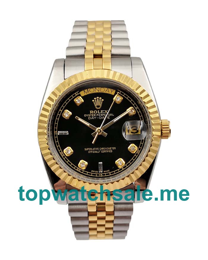 UK Black Dials Gold And Steel Rolex Day-Date 118238 Replica Watches