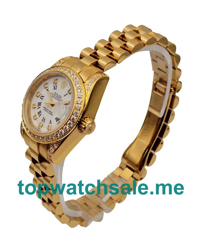 UK White Dials Gold Rolex Lady-Datejust 179138 Replica Watches