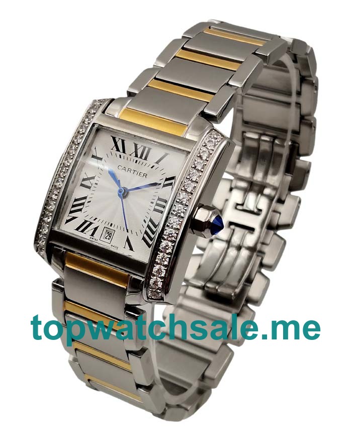 UK Silver Dials Steel And Gold Cartier Tank Francaise W2TA0003 Replica Watches