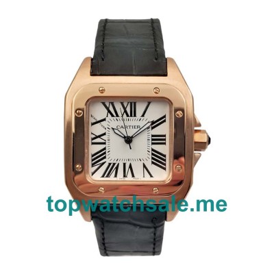 UK 18K Rose Gold Cartier Santos W20108Y1 Fake Watches With White Dials