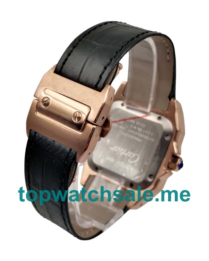 UK 18K Rose Gold Cartier Santos W20108Y1 Fake Watches With White Dials