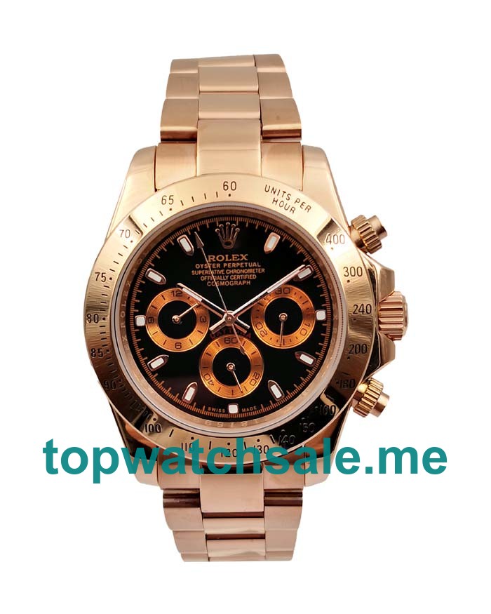 UK Black Dials Rose Gold Rolex Daytona 116505 Replica Watches