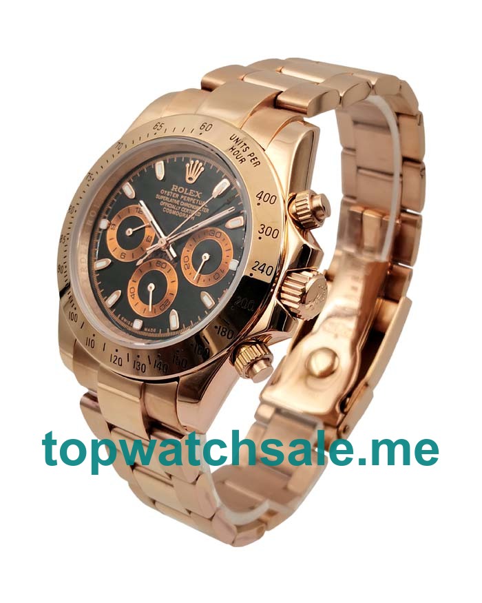 UK Black Dials Rose Gold Rolex Daytona 116505 Replica Watches