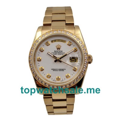 UK White Dials Gold Rolex Day-Date 18048 Replica Watches