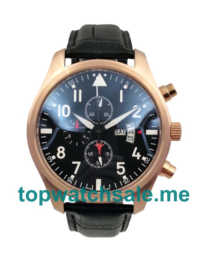 UK Black Dials Rose Gold IWC Pilots IW377701 Replica Watches