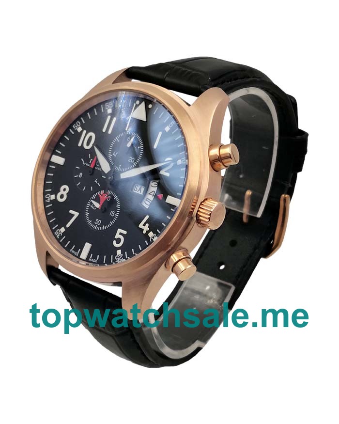 UK Black Dials Rose Gold IWC Pilots IW377701 Replica Watches