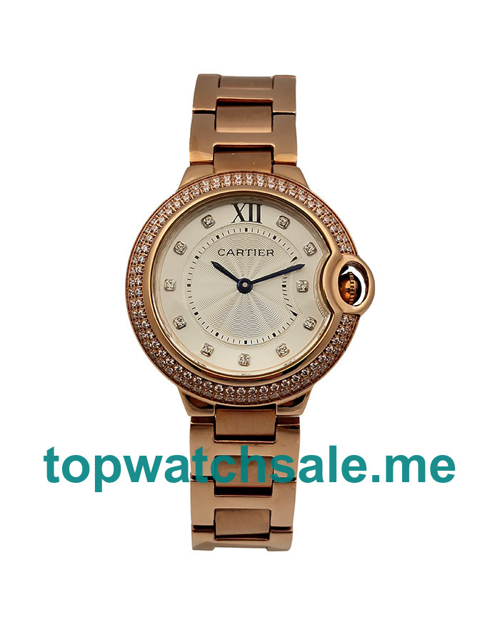 UK White Dials Rose Gold Cartier Ballon Bleu WE902062 Replica Watches