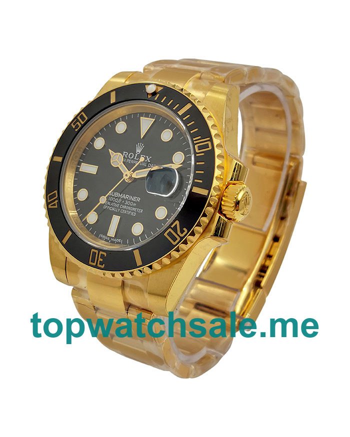 UK Black Dials Gold Rolex Submariner 116618 LN Replica Watches