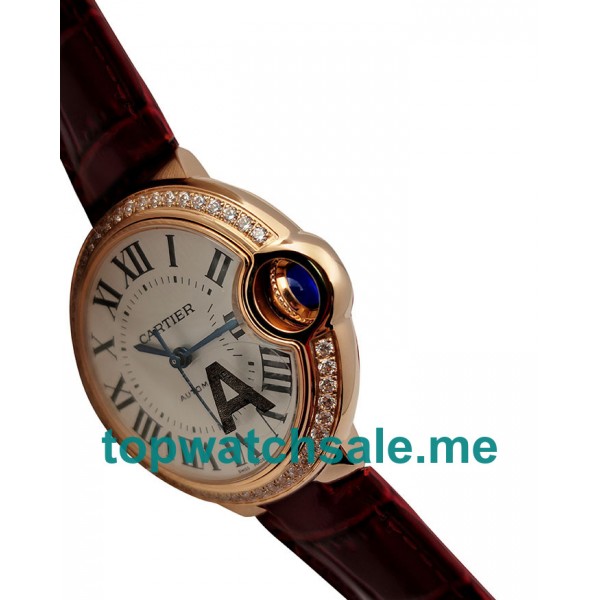 UK Silver Dials Rose Gold Cartier Ballon Bleu WJBB0033 Replica Watches