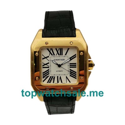 UK White Dials Gold Cartier Santos 100 W20112Y1 Replica Watches