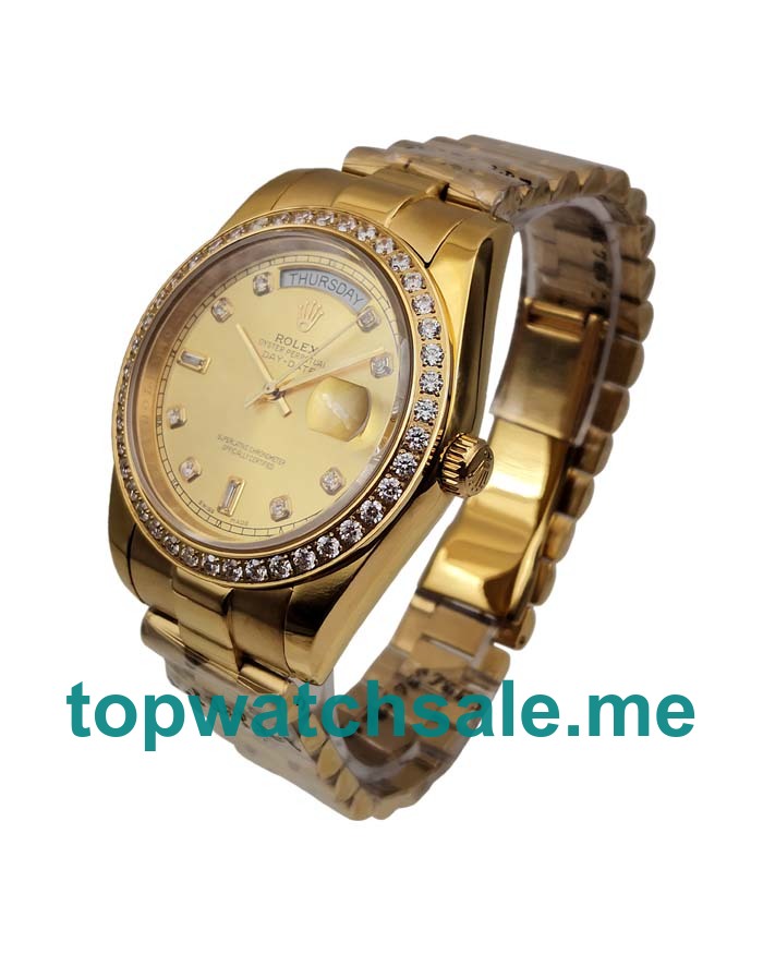 UK Champagne Dials Gold Rolex Day-Date 118348 Replica Watches