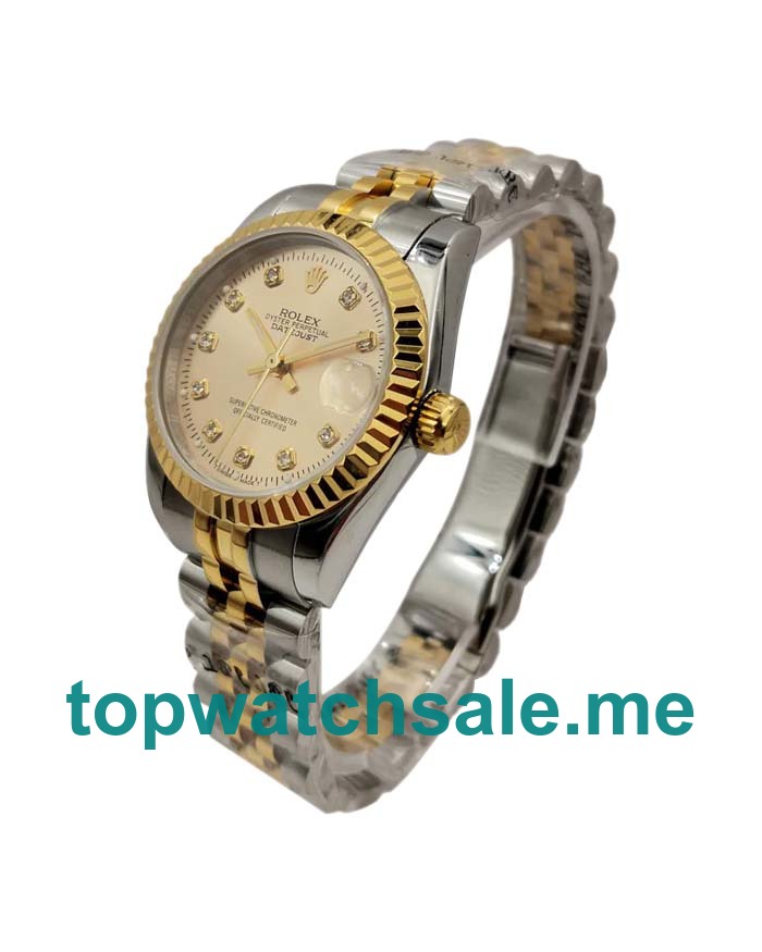 UK Champagne Dials Steel And Gold Rolex Datejust 178273 Replica Watches