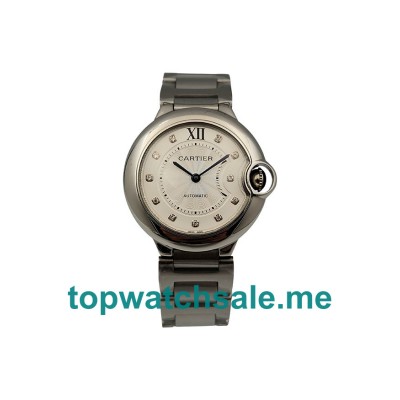 UK Silver Dials Steel Cartier Ballon Bleu WE902074 Replica Watches