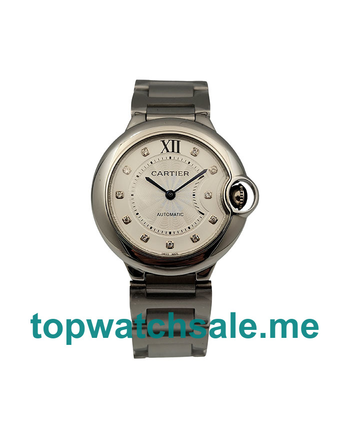 UK Silver Dials Steel Cartier Ballon Bleu WE902074 Replica Watches