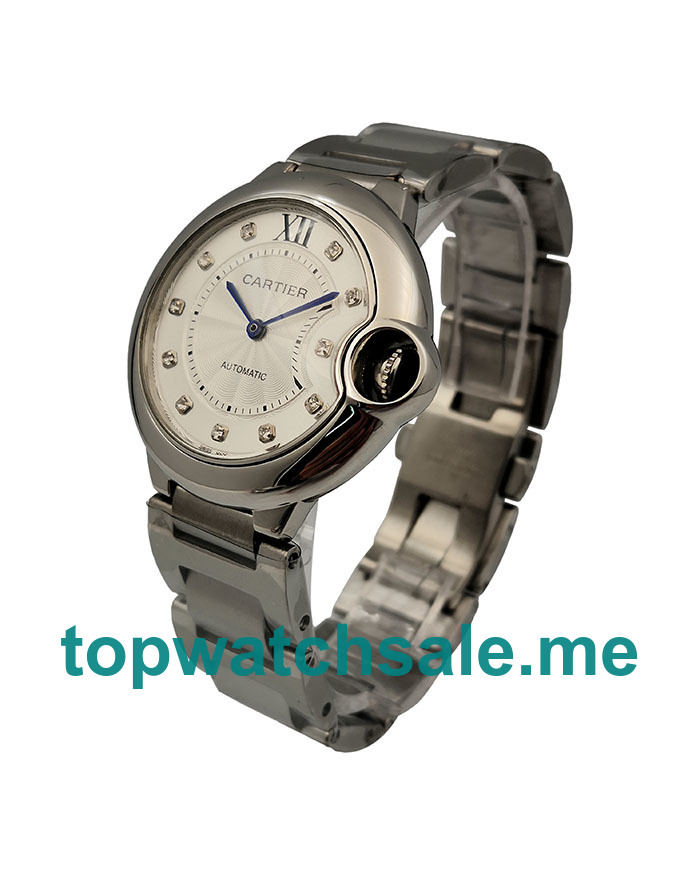 UK Silver Dials Steel Cartier Ballon Bleu WE902074 Replica Watches