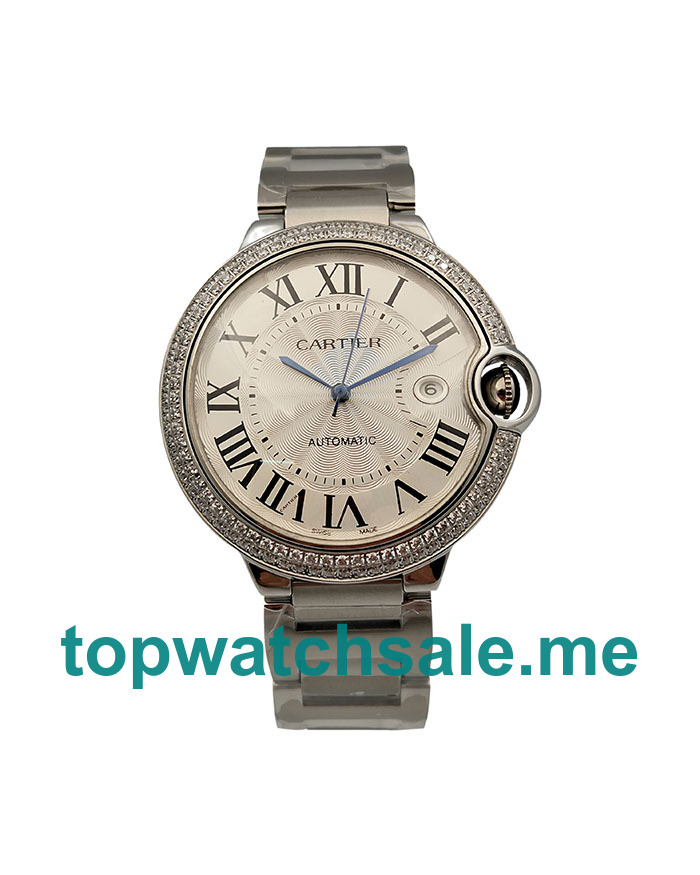 UK Silver Dials White Gold Cartier Ballon Bleu WE902035 Replica Watches