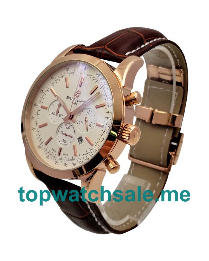 UK White Dials Rose Gold Breitling Transocean RB015212 Replica Watches