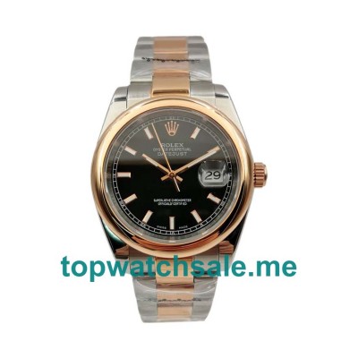 UK Black Dials Steel And Rose Gold Rolex Datejust 116201 Replica Watches