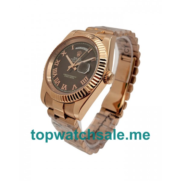 UK Chocolate Dials Rose Gold Rolex Day-Date II 218235 Replica Watches