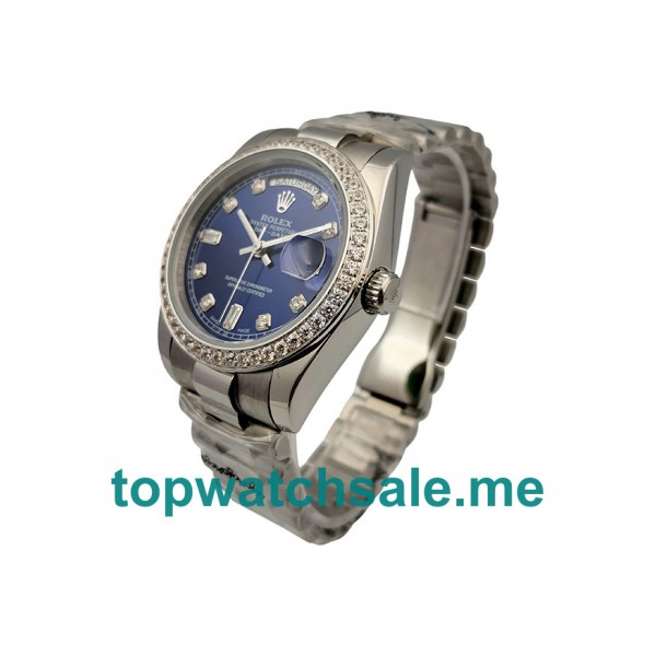 UK Blue Dials Steel Rolex Day-Date 118346 Replica Watches