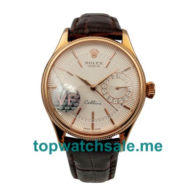 UK White Dials Rose Gold Rolex Cellini Date 50515 VF Replica Watches