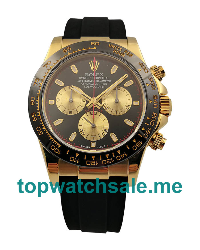 UK Black Dials Gold Rolex Cosmograph Daytona 116518LN JH Replica Watches