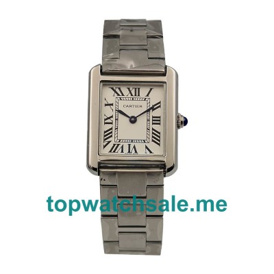 UK Silver Dials White Gold Cartier Tank Solo W5200013 Replica Watches