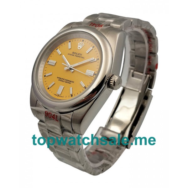 UK Yellow Dials Steel And White Gold Rolex Oyster Perpetual 114234 Replica Watches