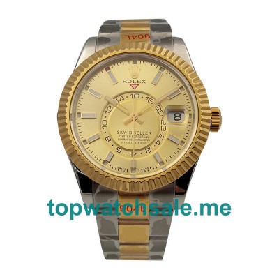 UK Champagne Dials Steel And Gold Rolex Sky-Dweller 326933 Replica Watches