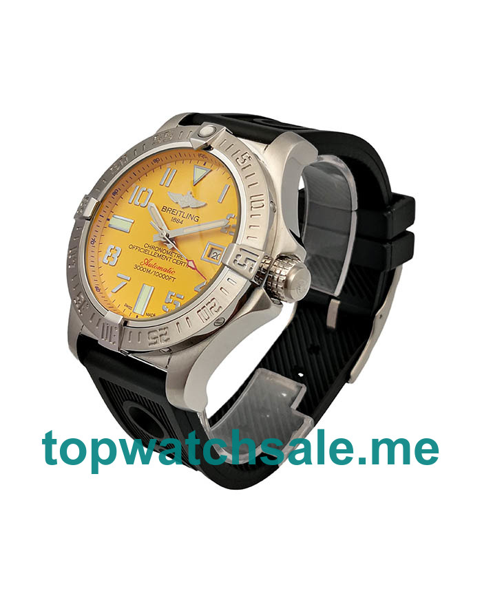 UK Yellow Dials Steel Breitling Super Avenger II Seawolf A1733010 Replica Watches