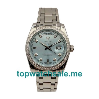 UK Blue Dials Steel Rolex Day-Date 118346 Replica Watches