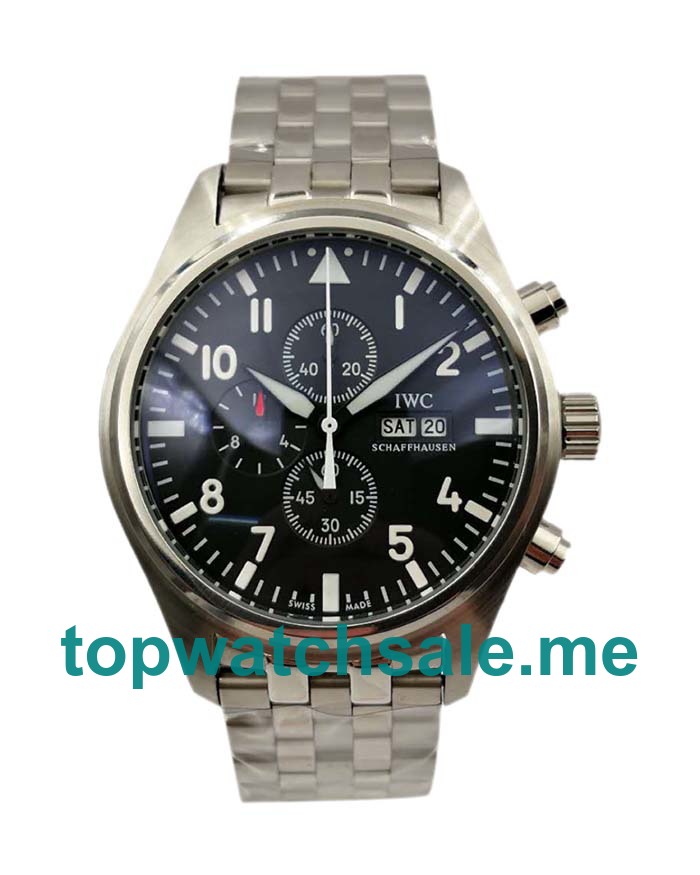 UK Black Dials Steel IWC Pilots IW377710 Replica Watches