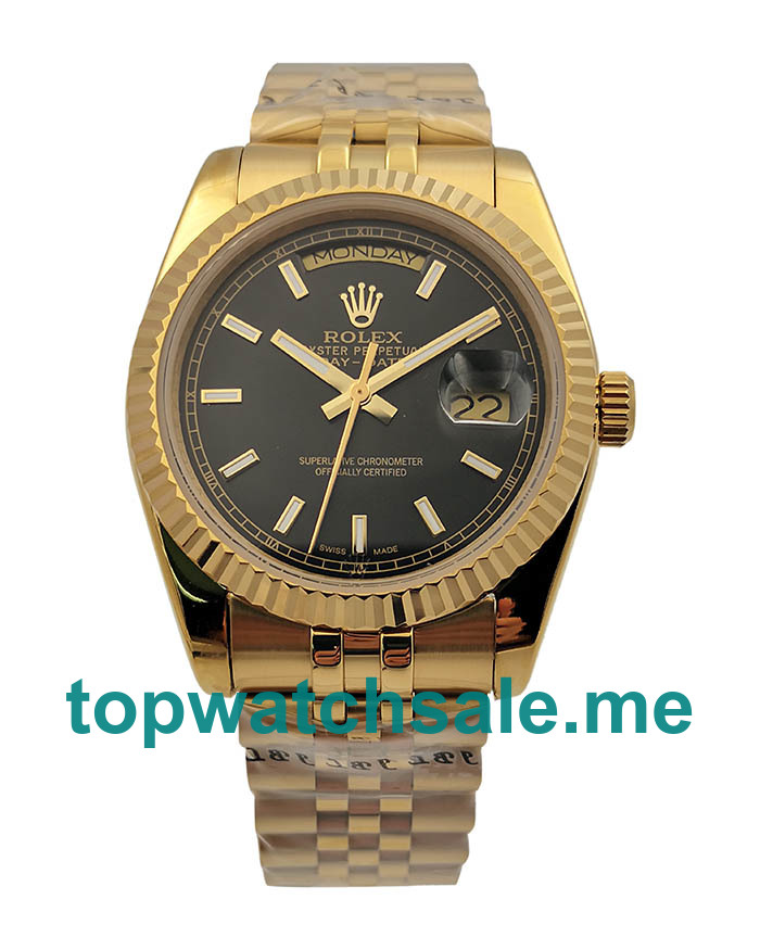 UK Black Dials Gold Rolex Day-Date 118238 Replica Watches