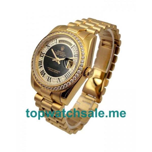 UK Black Dials Gold Rolex Day-Date 118388 Replica Watches