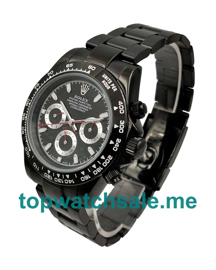 UK Black Dials Black Steel Rolex Daytona 116500 Replica Watches