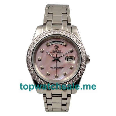 UK Pink Dials Steel Rolex Day-Date 118346 Replica Watches