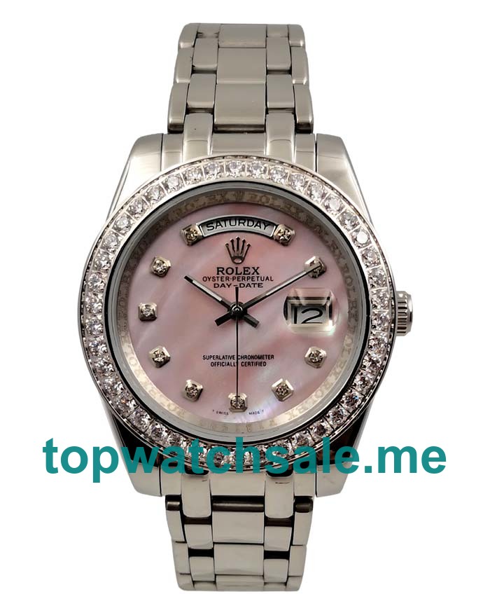 UK Pink Dials Steel Rolex Day-Date 118346 Replica Watches