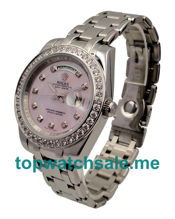 UK Pink Dials Steel Rolex Day-Date 118346 Replica Watches