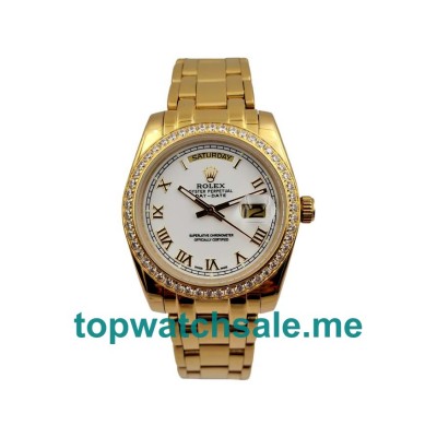 UK White Dials Gold Rolex Day-Date 118348 Replica Watches