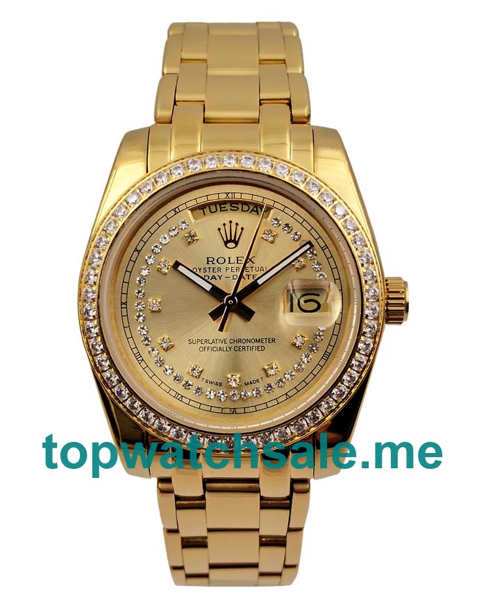 UK Champagne Dials Gold Rolex Day-Date 118348 Replica Watches