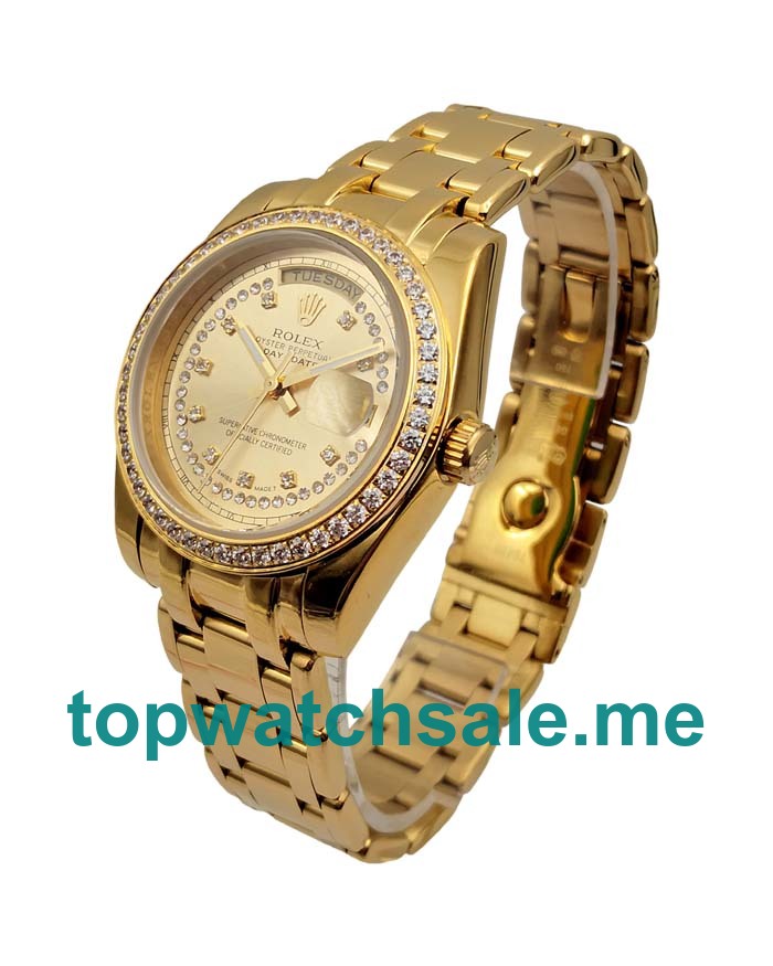 UK Champagne Dials Gold Rolex Day-Date 118348 Replica Watches