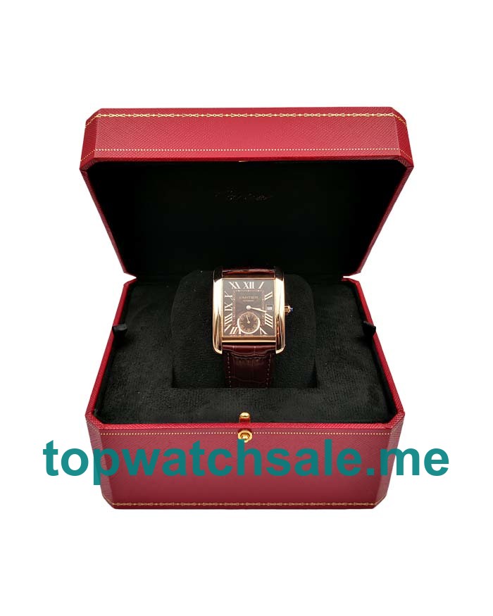 UK Brown Dials Rose Gold Cartier Tank MC W5330002 Replica Watches