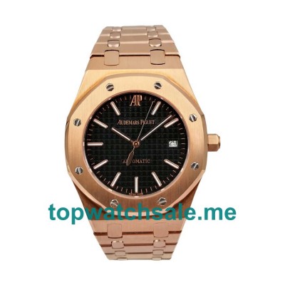 UK Black Dials Rose Gold Audemars Piguet Royal Oak Jumbo 15400OR.OO.1220OR.01 Replica Watches