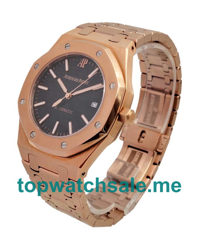 UK Black Dials Rose Gold Audemars Piguet Royal Oak Jumbo 15400OR.OO.1220OR.01 Replica Watches