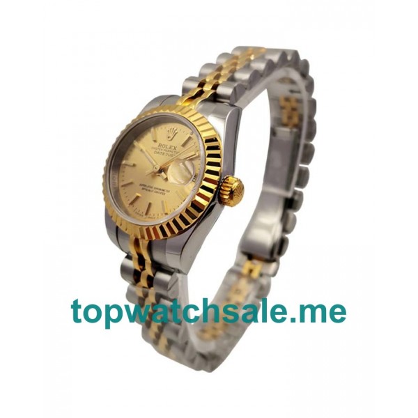 UK Champagne Dials Steel And Gold Rolex Lady-Datejust 76193 Replica Watches