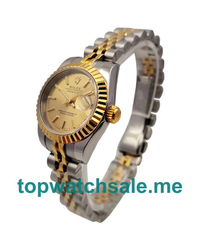 UK Champagne Dials Steel And Gold Rolex Lady-Datejust 76193 Replica Watches