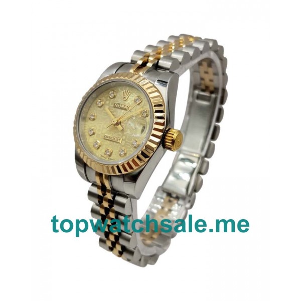 UK Champagne Dials Steel And Gold Rolex Lady-Datejust 179173 Replica Watches