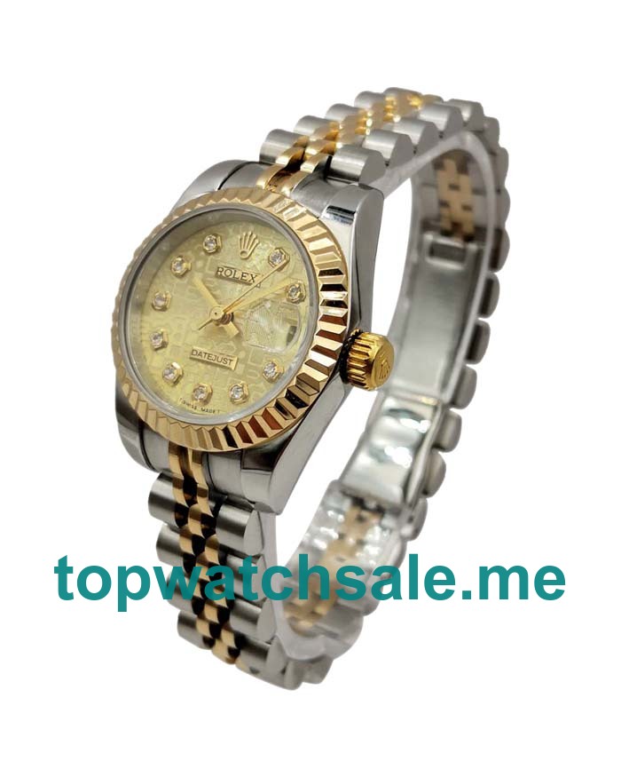 UK Champagne Dials Steel And Gold Rolex Lady-Datejust 179173 Replica Watches