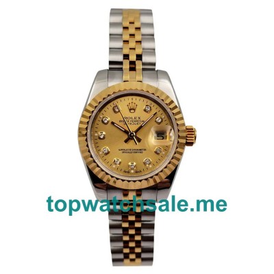 UK Champagne Dials Steel And Gold Rolex Lady-Datejust 179173 Replica Watches