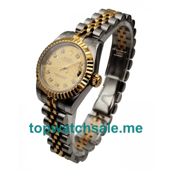 UK Champagne Dials Steel And Gold Rolex Lady-Datejust 179173 Replica Watches